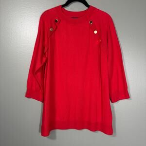 Lane Bryant NWT Red Retro Glam Gold Buttons Sweater - 14/16 - Women's Plus Size